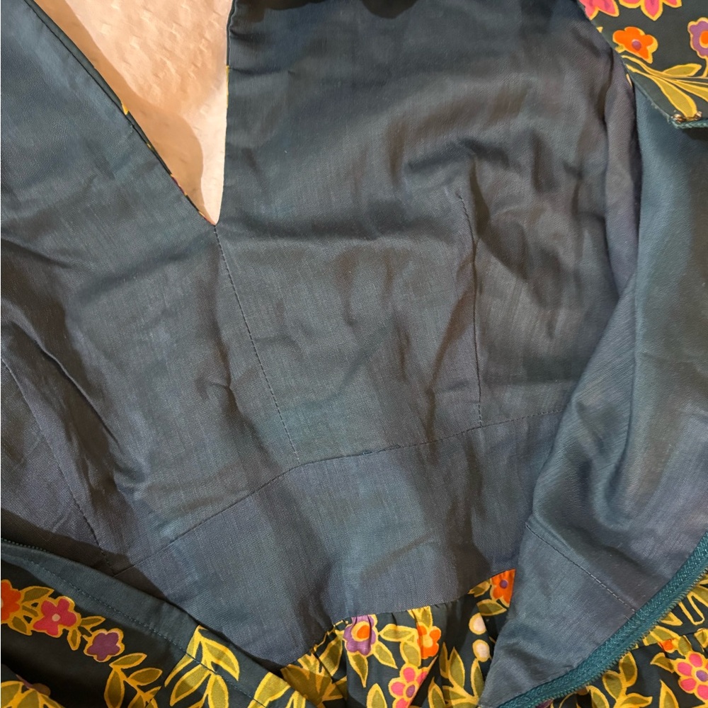Floral Paisley Green and Orange Midi Dress - Picture 11 of 12